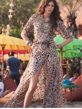Spell Wild Ones Cream and Black Leopard Maxi Dress